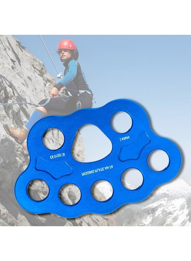 FTGear 45KN Durable Climbing Rigging Plate, 8 Holes Paw Rigging Plate for Even Load, Multiple Anchor Plate for Climbing, Backyard Ziplining & Rescue, Blue - Image 3